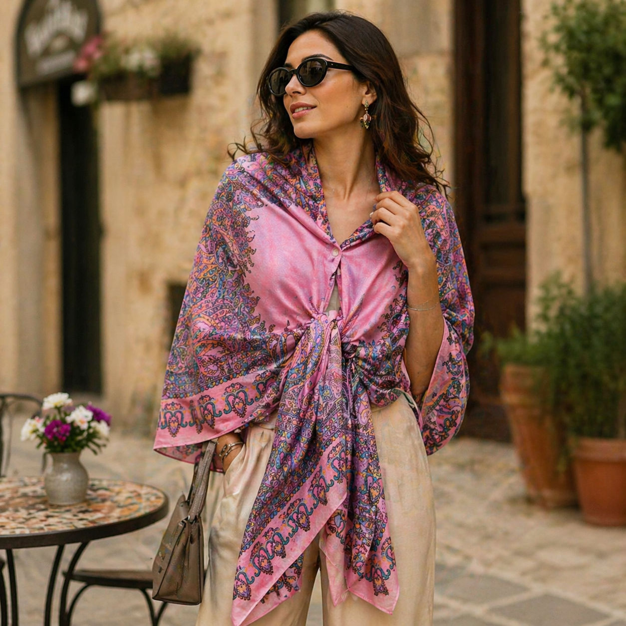 Pink Mughal Kani Stole